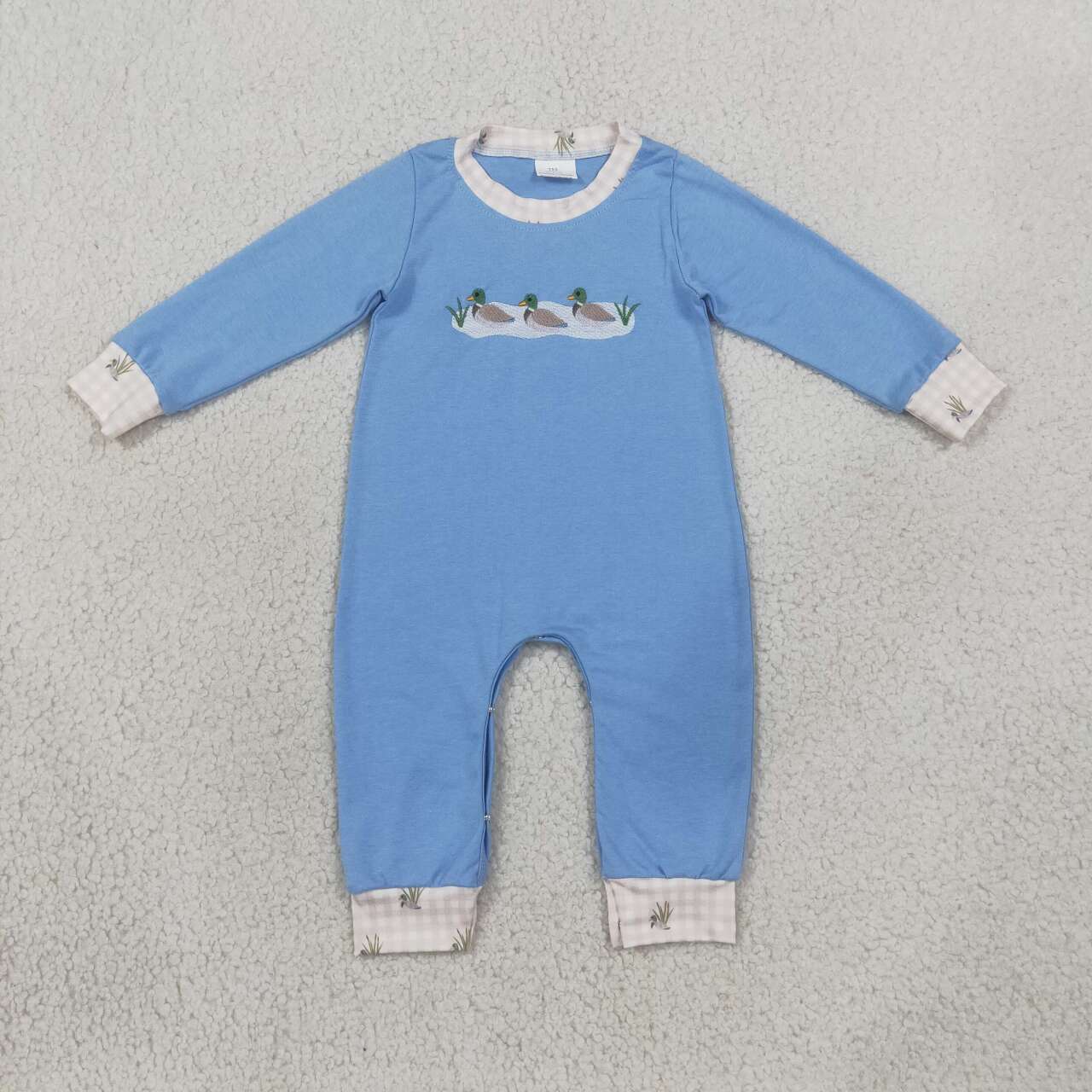 Toddle baby boy embroidery mallard duck long sleeve romper
