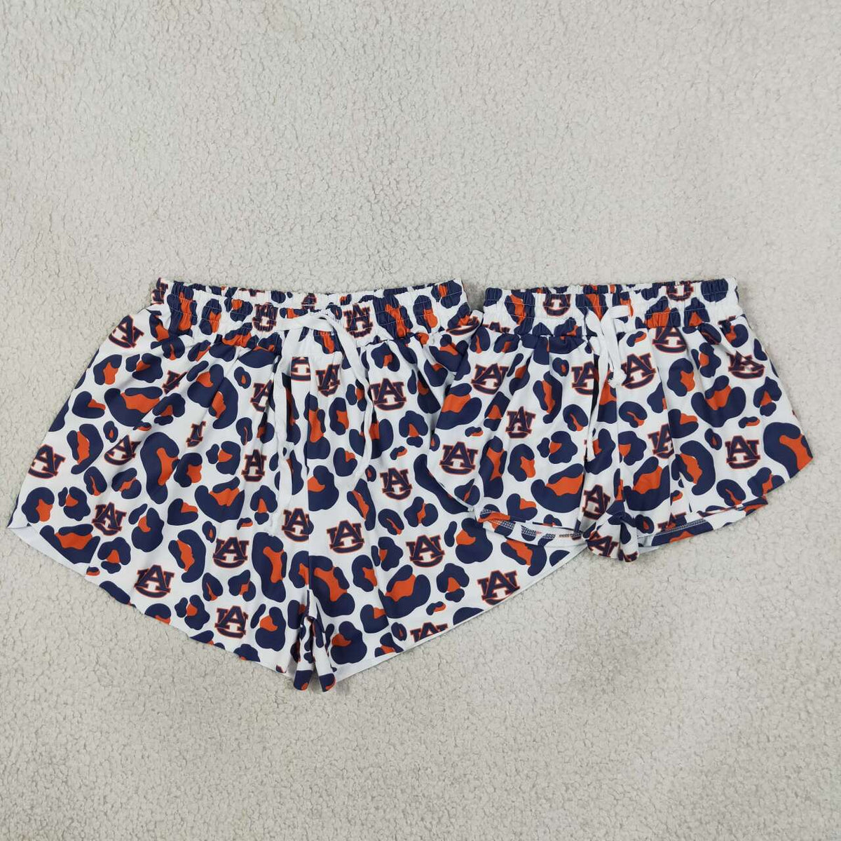 Mommy and me auburn team style leopard print summer yoga shorts