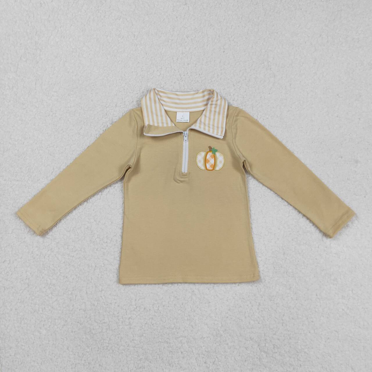 Baby boy long sleeve embroidery fall pumpkin pullover top