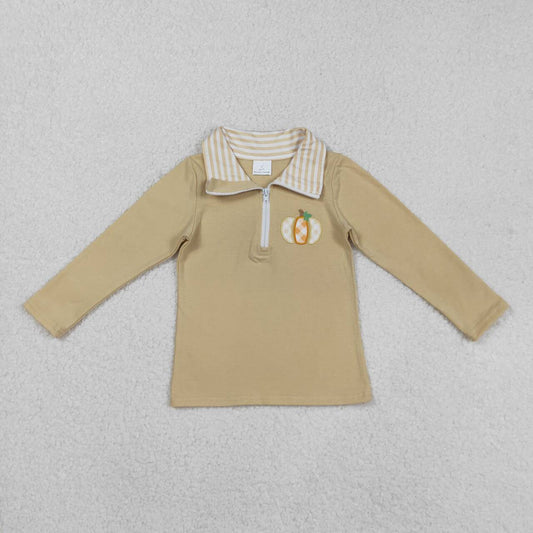 Baby boy long sleeve embroidery fall pumpkin pullover top