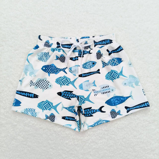 toddle baby boy summer fish print  swim trunks