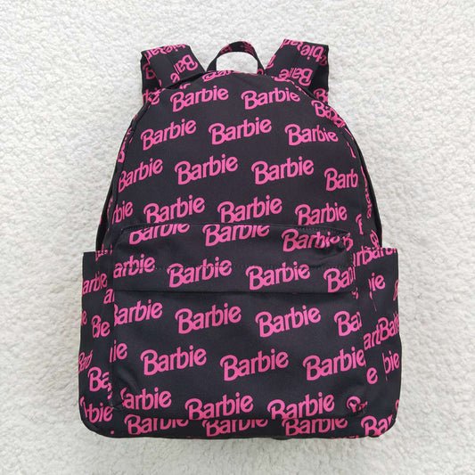 baby girls pink doll print backpack kids bag