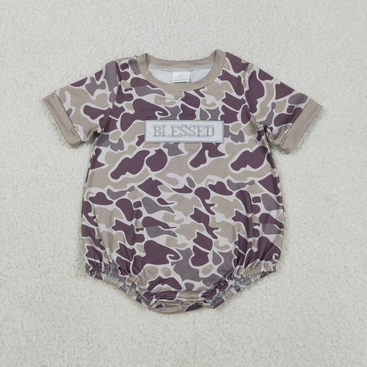 Embroidery Blessed camo toddle baby short sleeve romper