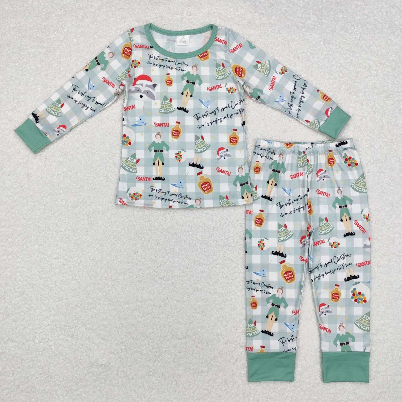 baby boy Christmas design long sleeve sleepwear matching bamboo pajama set