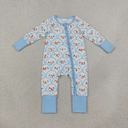 Toddle baby girl long sleeve christmas snowman romper