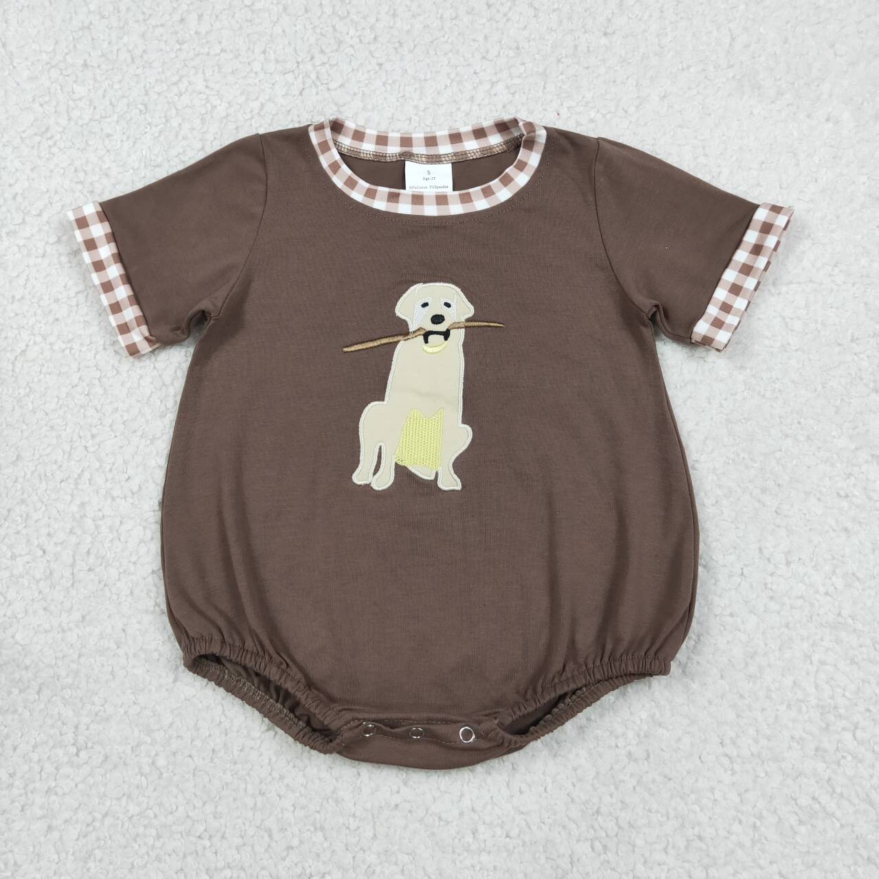 Toddle baby boy embroidery hunting dog design romper