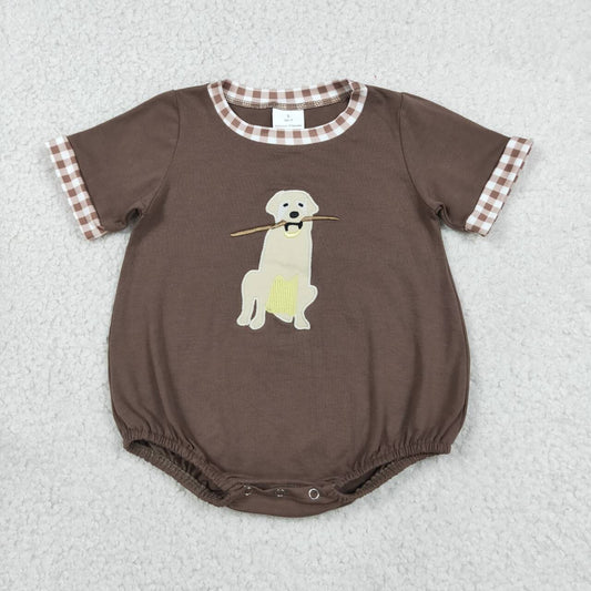 Toddle baby boy embroidery hunting dog design romper