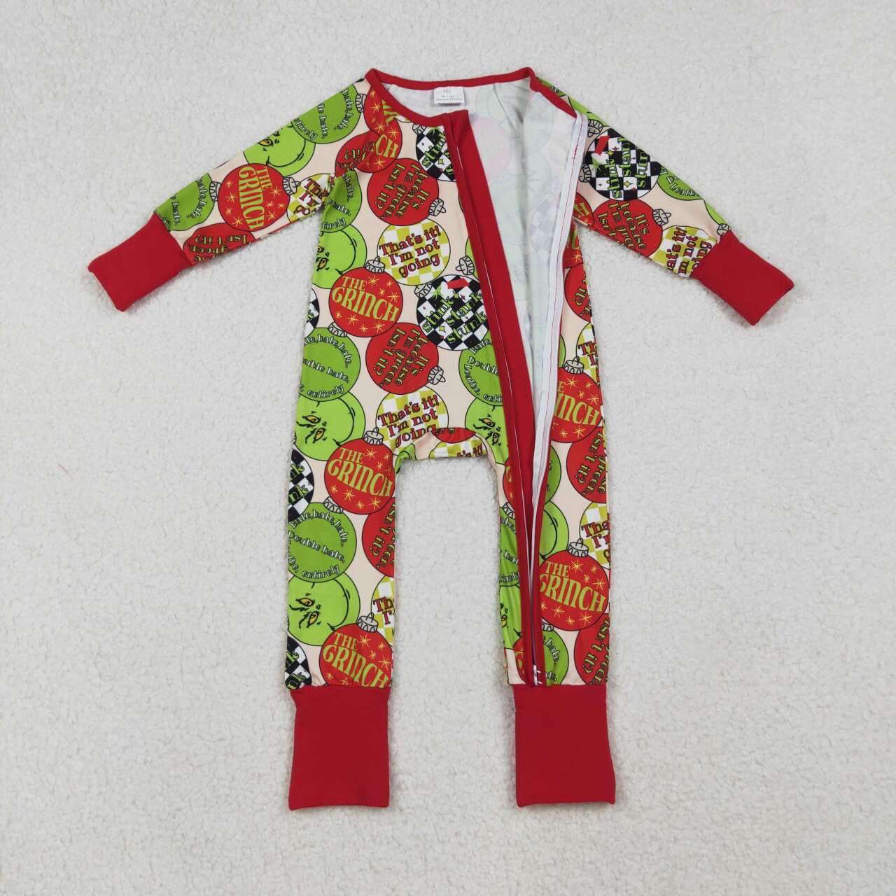 Christmas green face toddle baby long sleeve romper