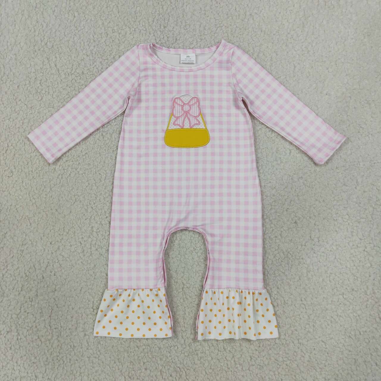 Toddle baby girl Halloween embroidery candy cane long sleeve romper