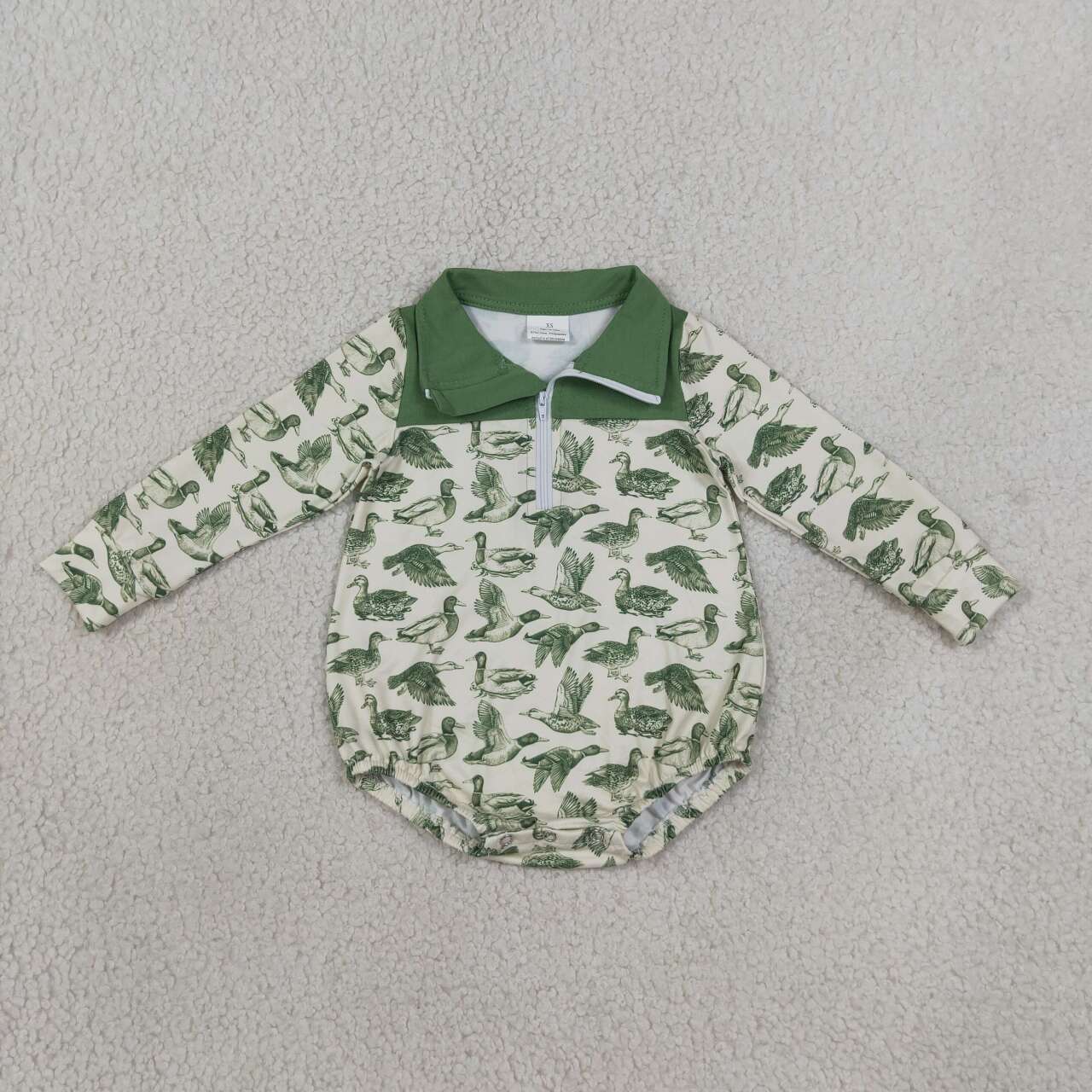 Toddle baby boy mallard duck print long sleeve romper