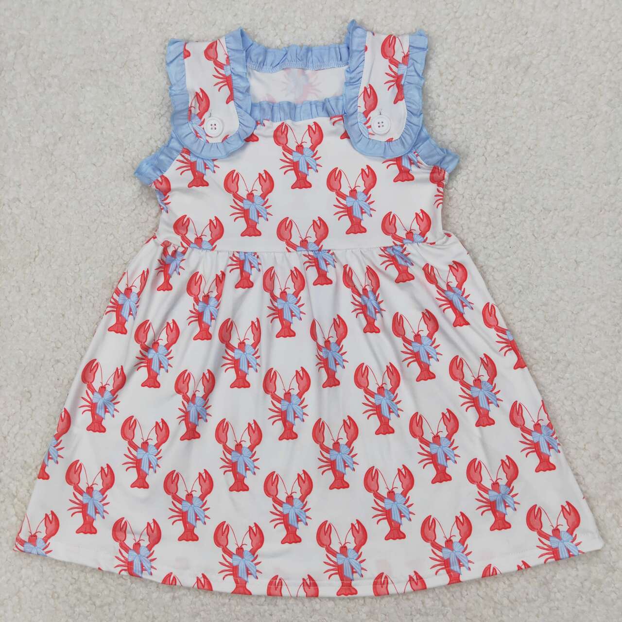 Toddle baby  crawfish blue bow summer matching clothes