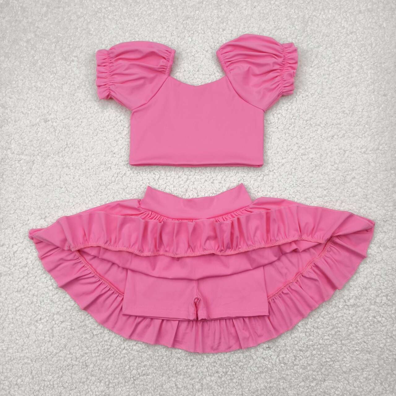 Baby girls pink active wear athletic summer yoga skirt outfit