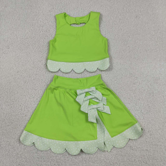Lime green tank top matching skirt girls summer active wear yoga outfit