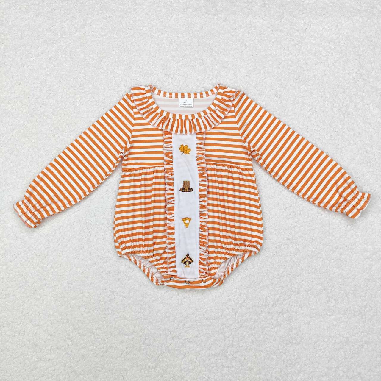 toddle baby girl embroidery thanksgiving turkey romper