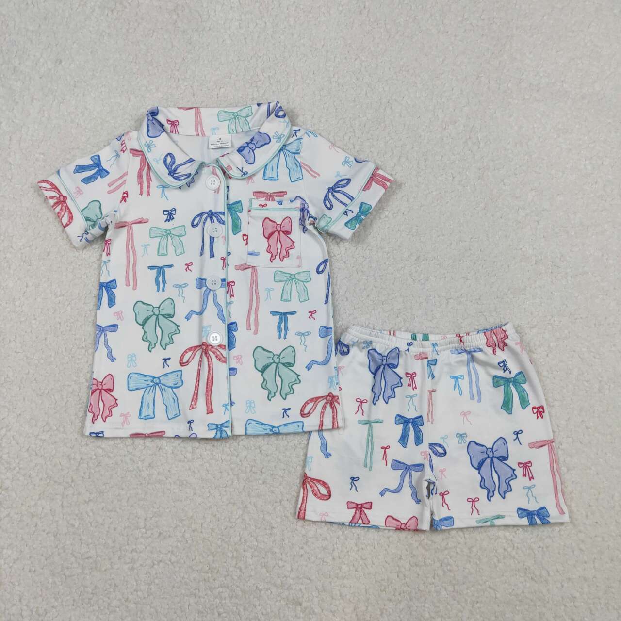Baby girl colorful bow pajama set outfit