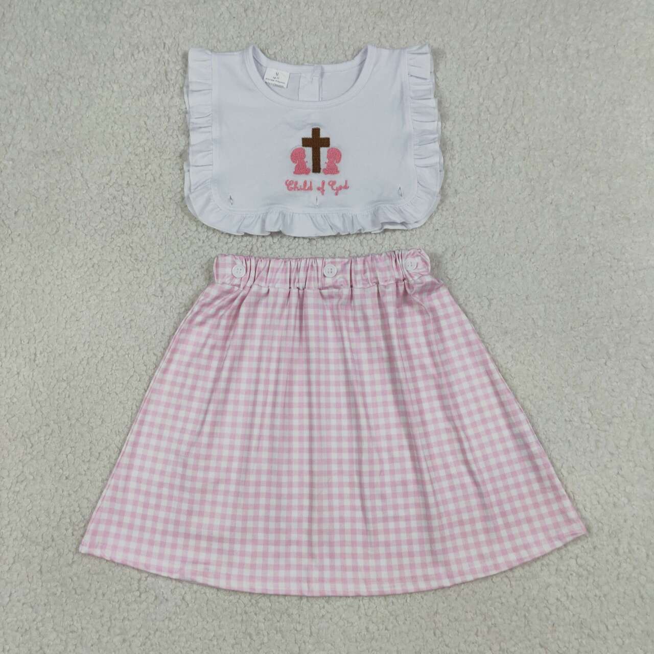 Easter cross embroidery design girls summer dress