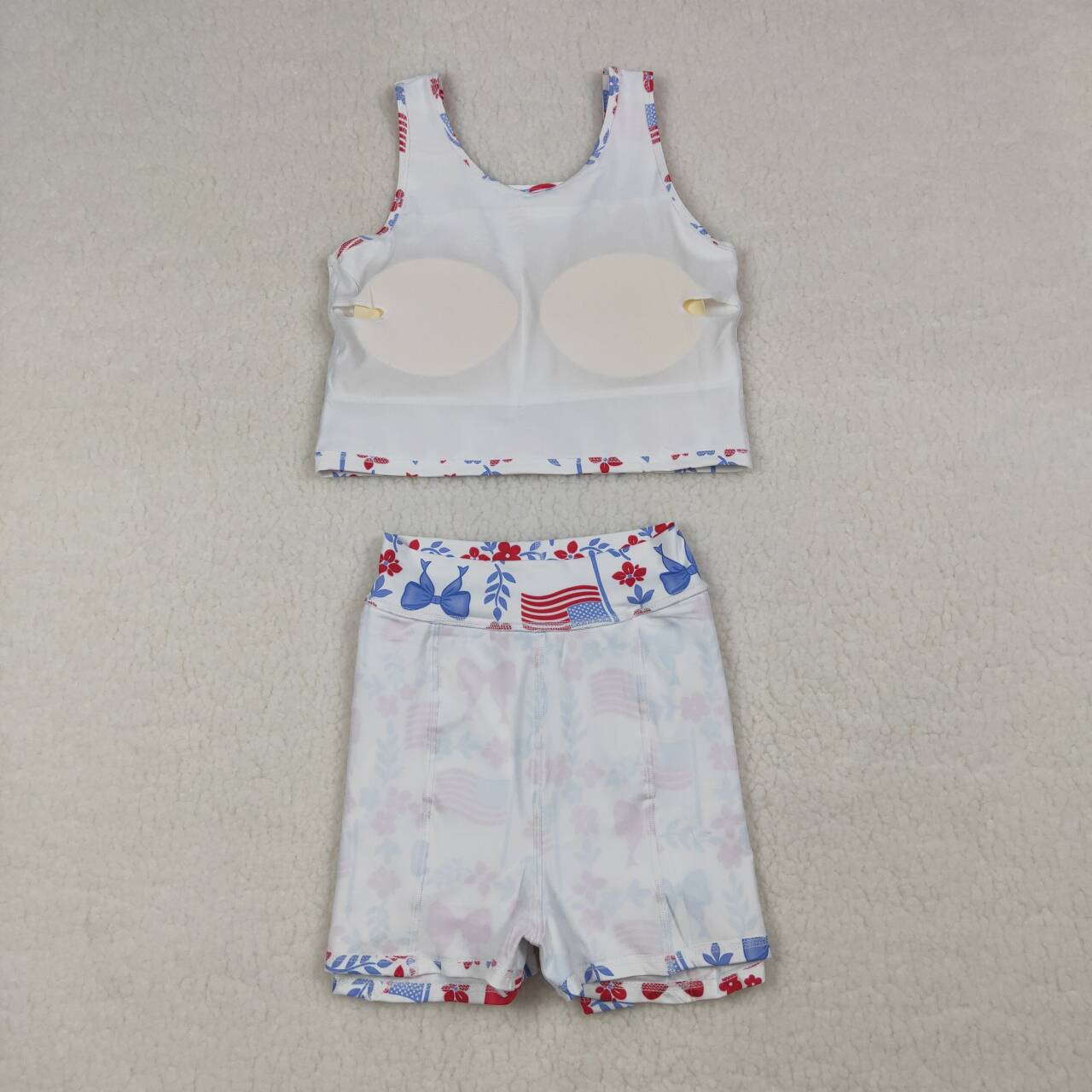 America flag design toddle baby girls active wear yoga skirt set