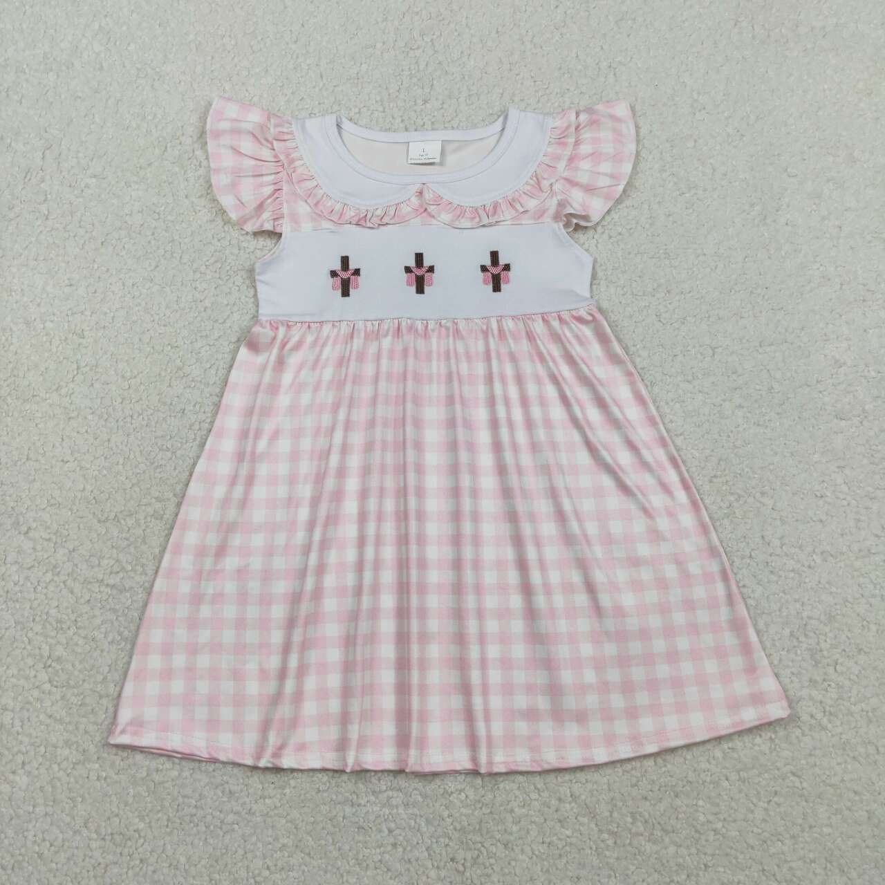 Easter cross toddle baby girls embroidery dress