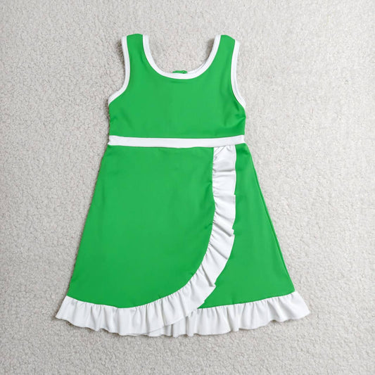 Green white color girls summer yoga dress