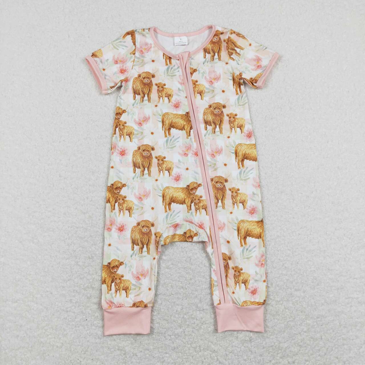 highland cow floral romper