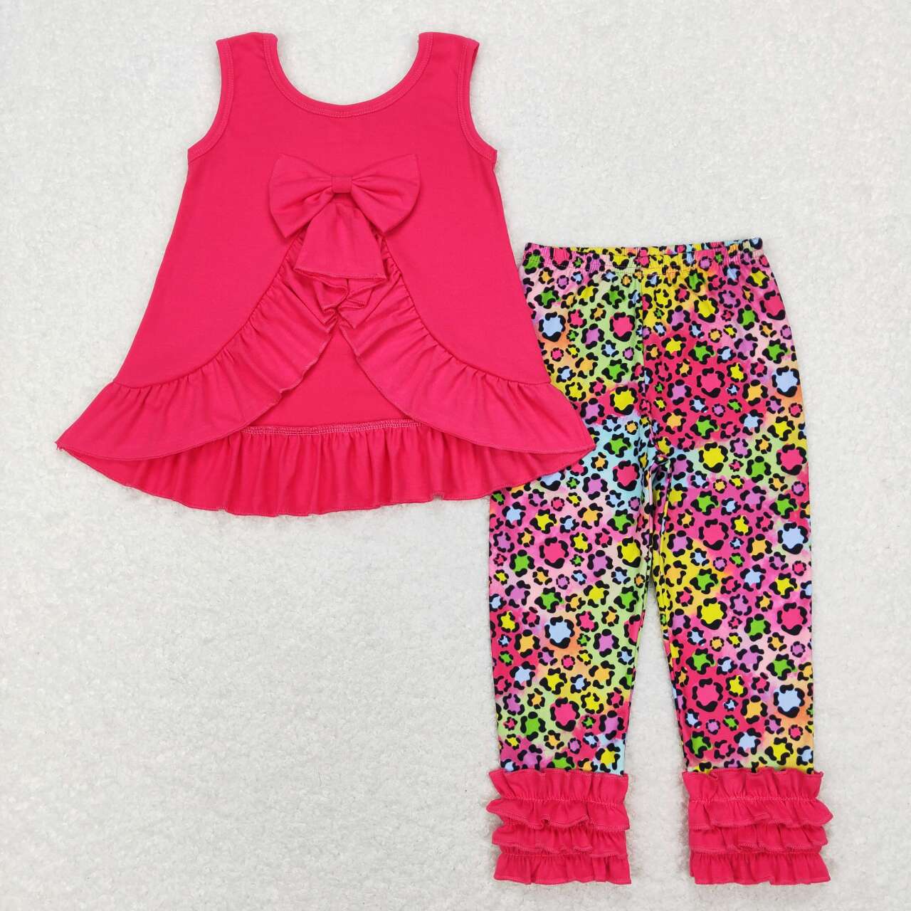 baby girls hot pink top leopard pants outfit