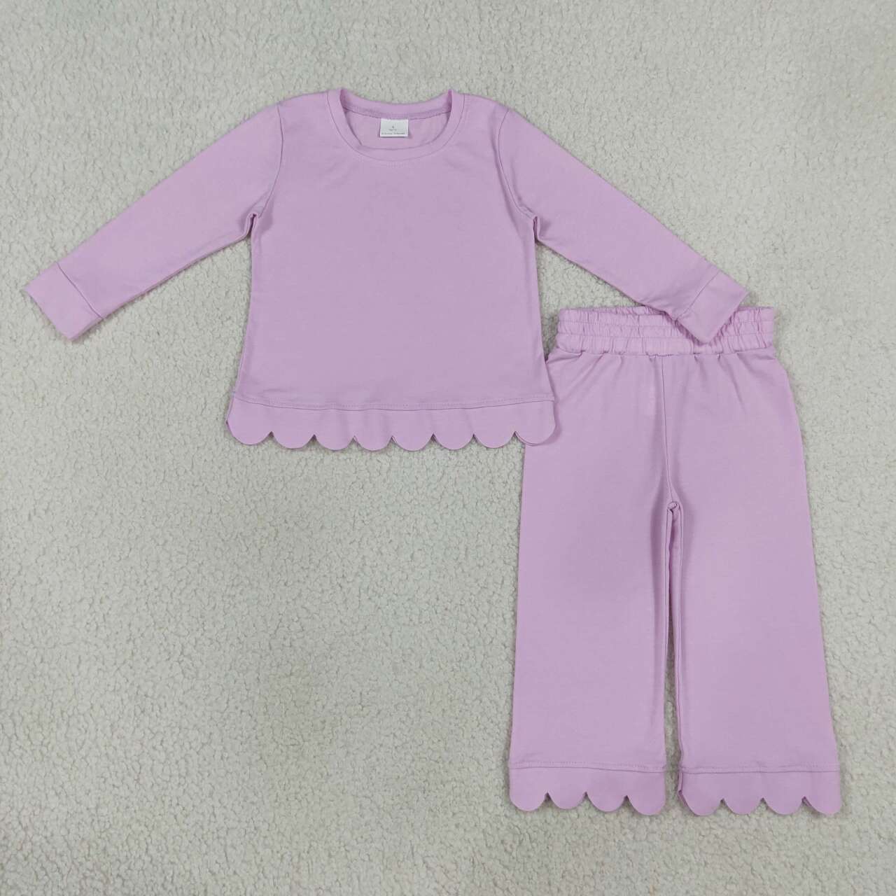 Girls long sleeve lavender color matching outfit