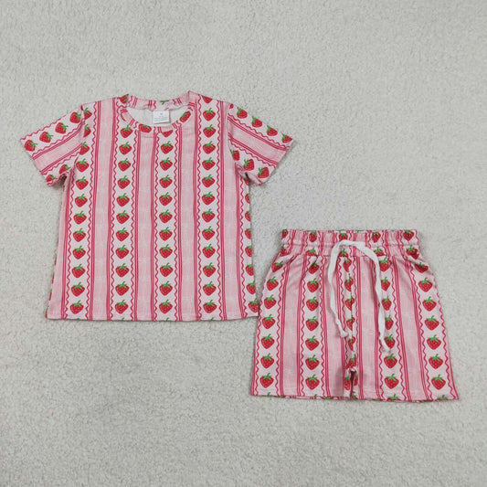 Strawberry top matching shorts toddle baby girl outfit
