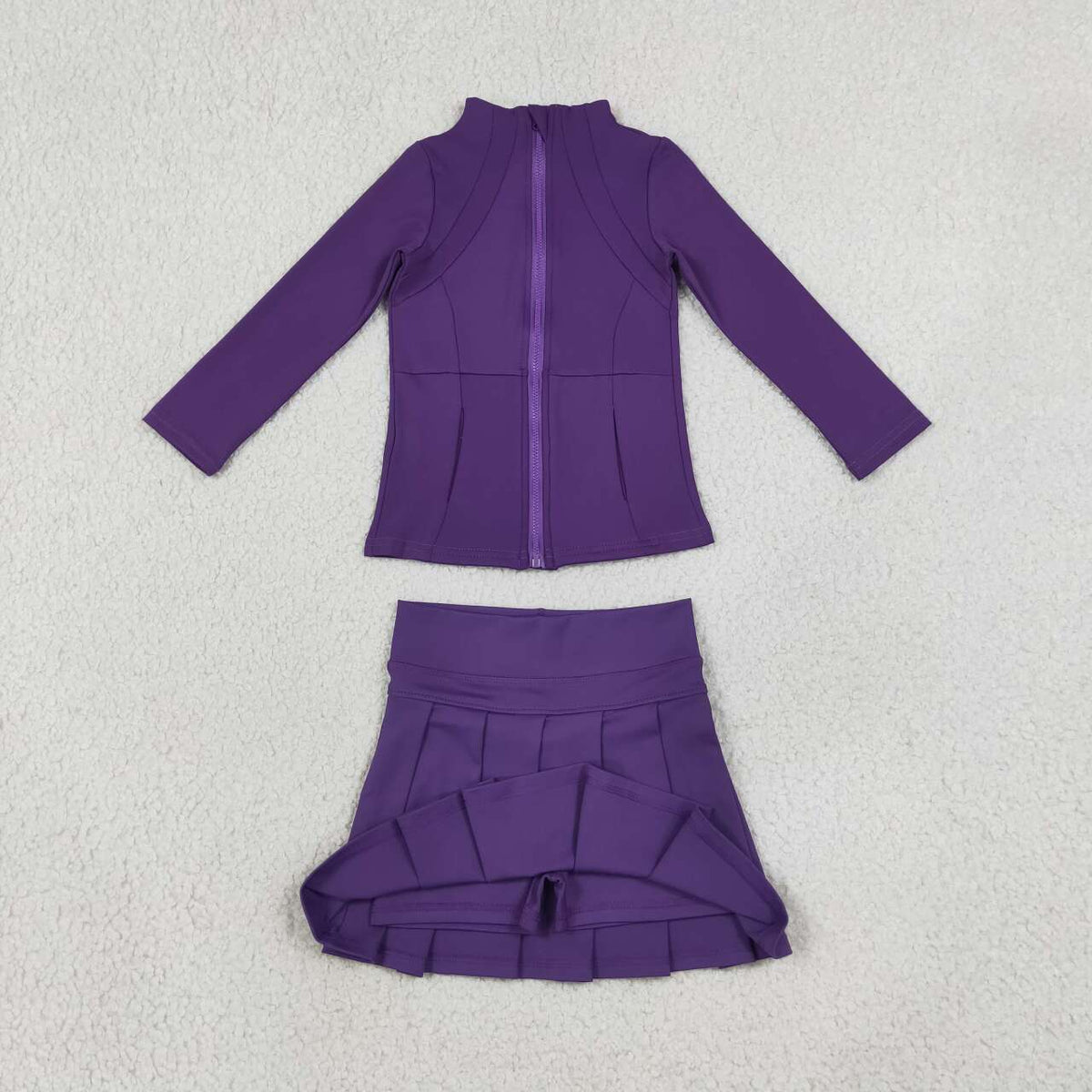 Purple yoga pullover top matching skorts girls outfit