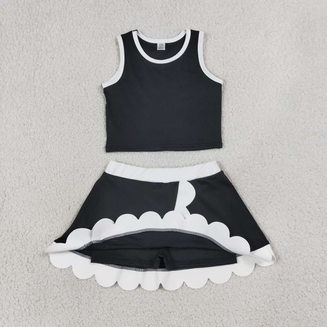 Black yoga top matching skorts girls summer outfit