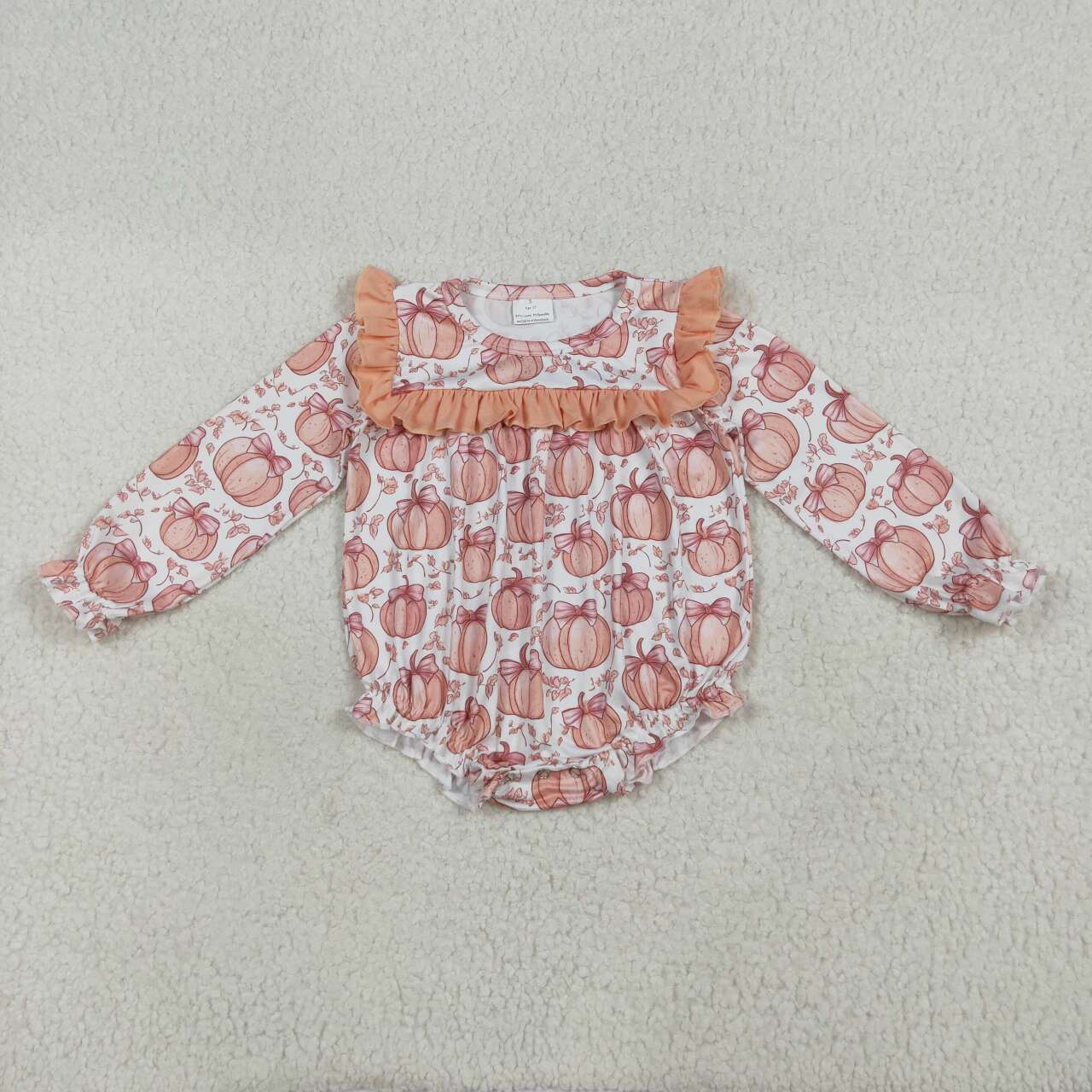 Fall pumpkin long sleeve girls romper