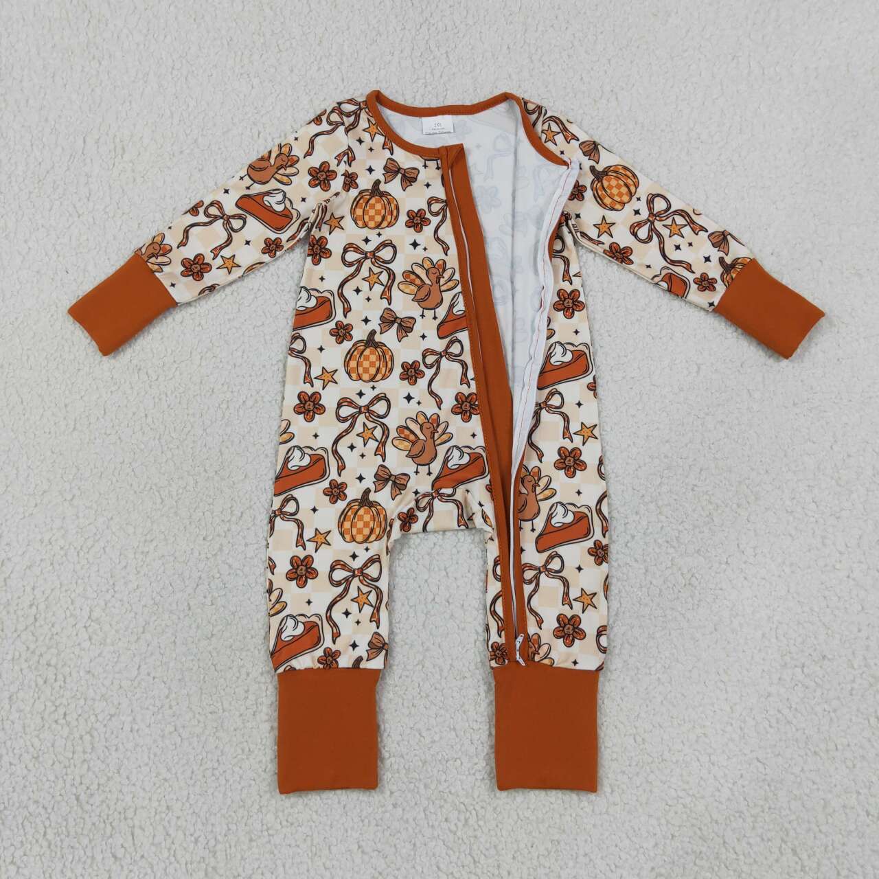 Toddle baby boy long sleeve thanksgiving turkey design romper