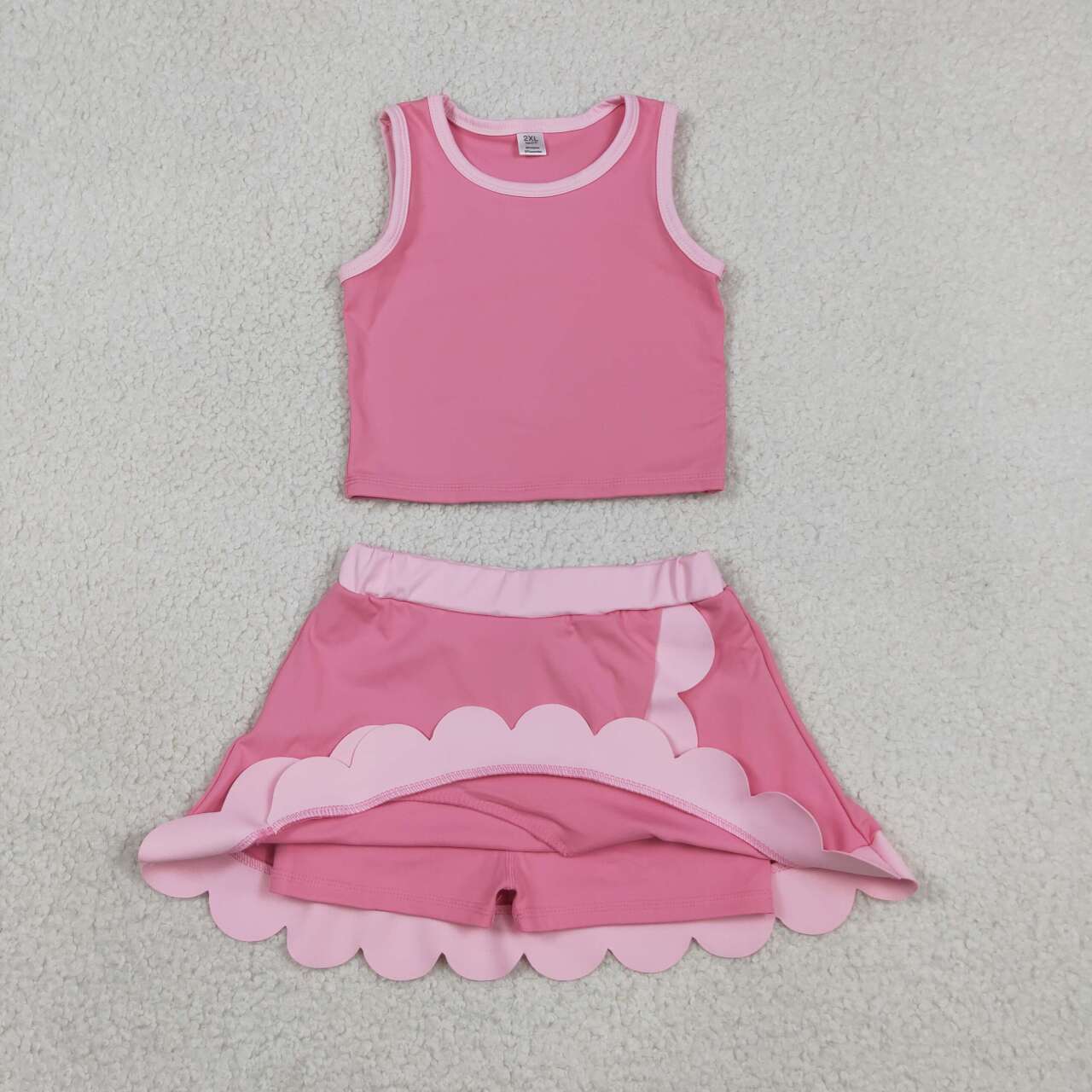 Pink yoga top matching skorts girls summer outfit