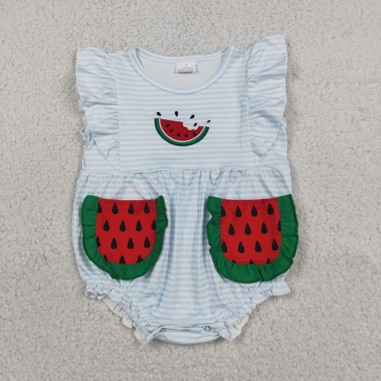 Embroidery Watermelon print toddle girls summer romper