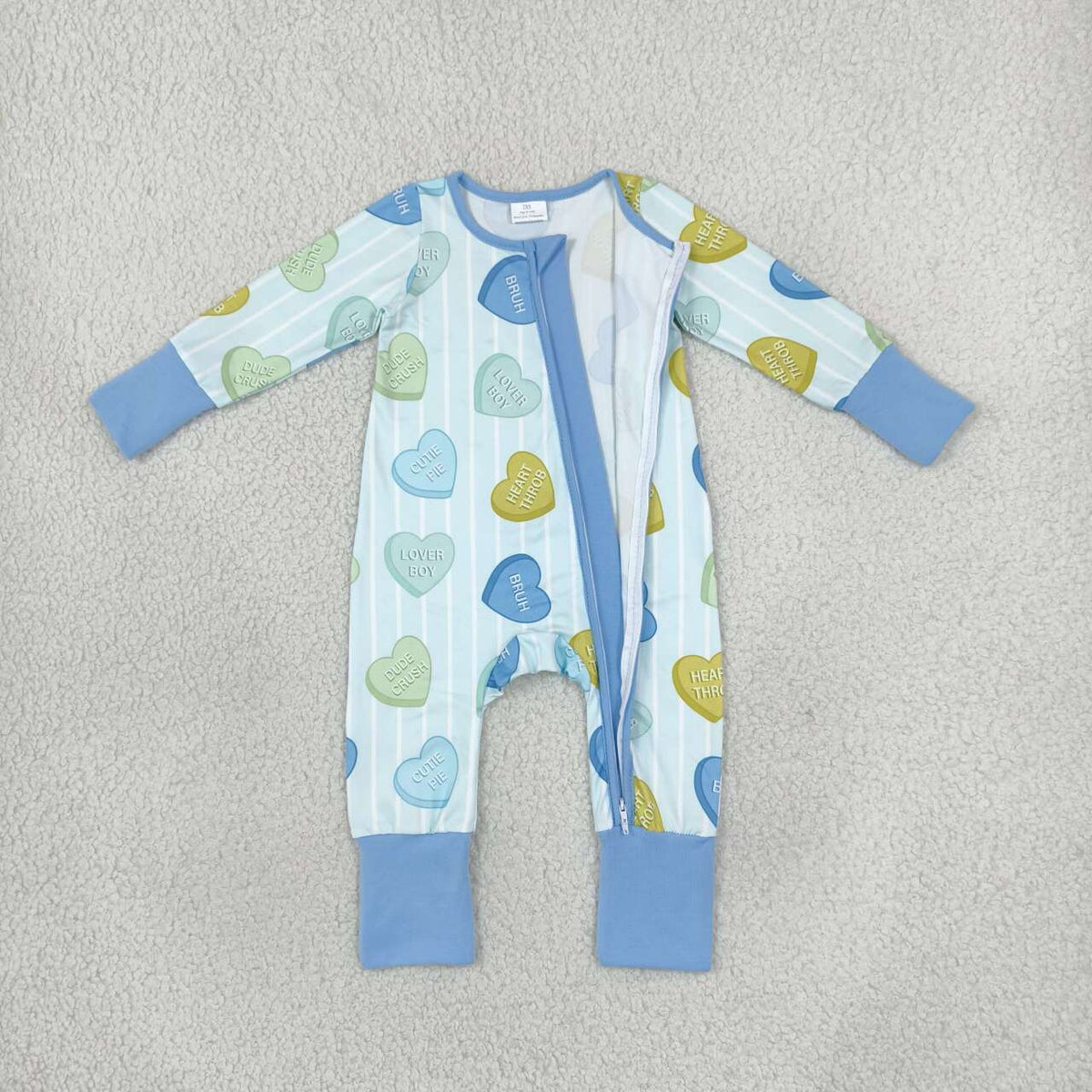Valentines heart toddle baby boy long sleeve romper
