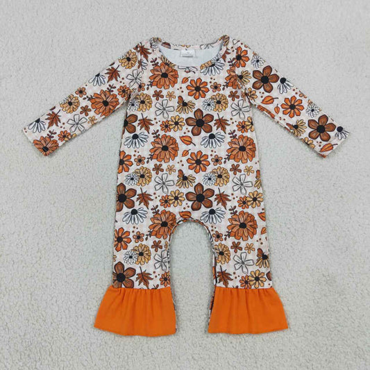 Toddle baby fall season long sleeve flowers romper