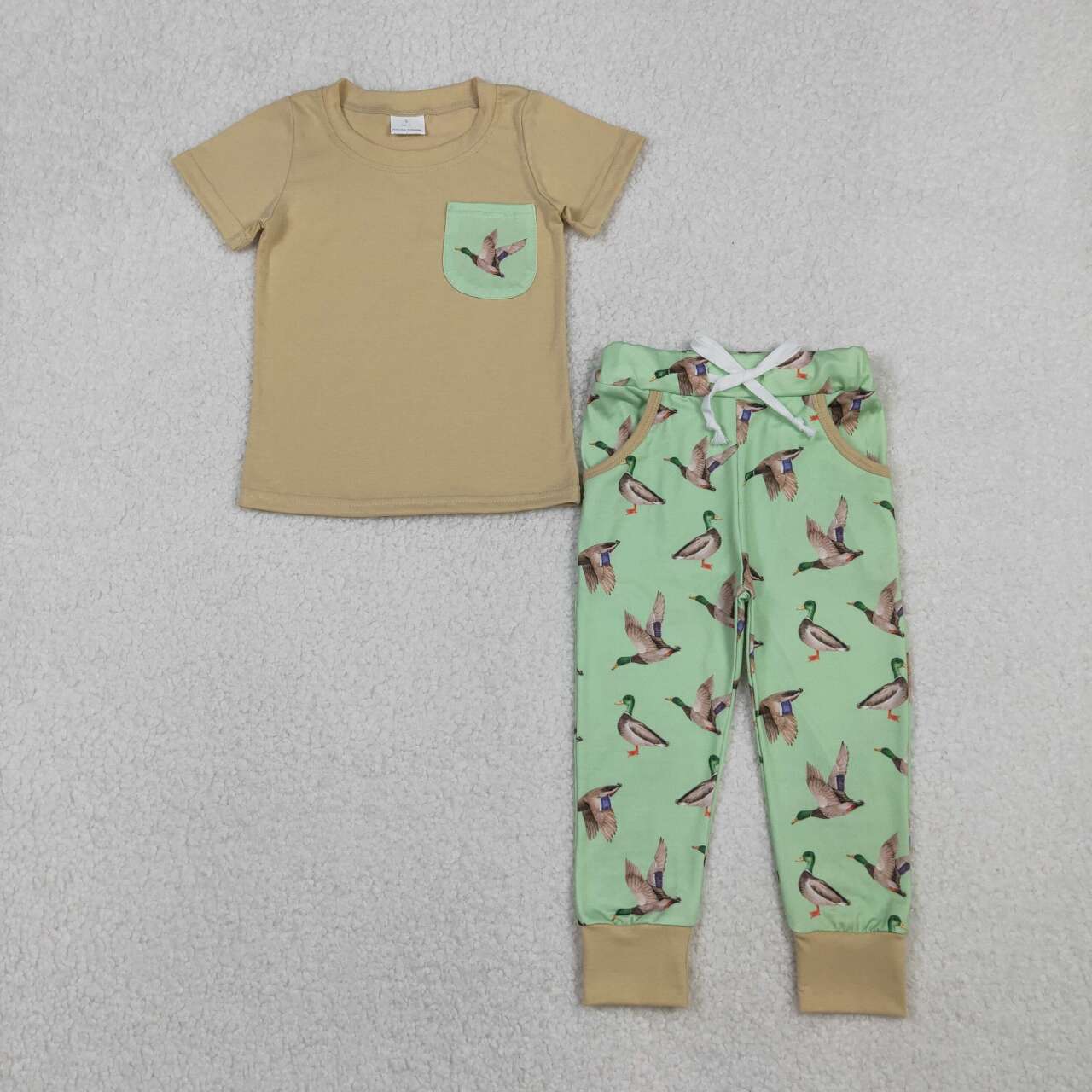 Mallard duck pocket shirt matching pants boys outfit