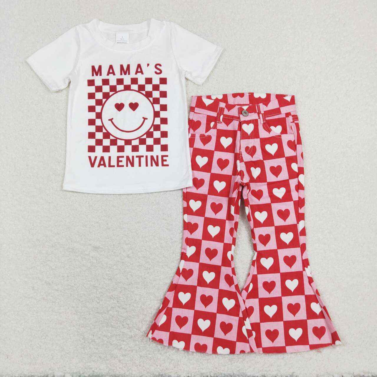 mams valentines shirt jeans bell bottoms outfit