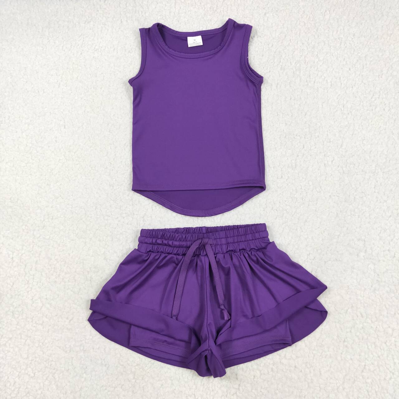 Baby girls purple active wear athletic summer yoga outfit
