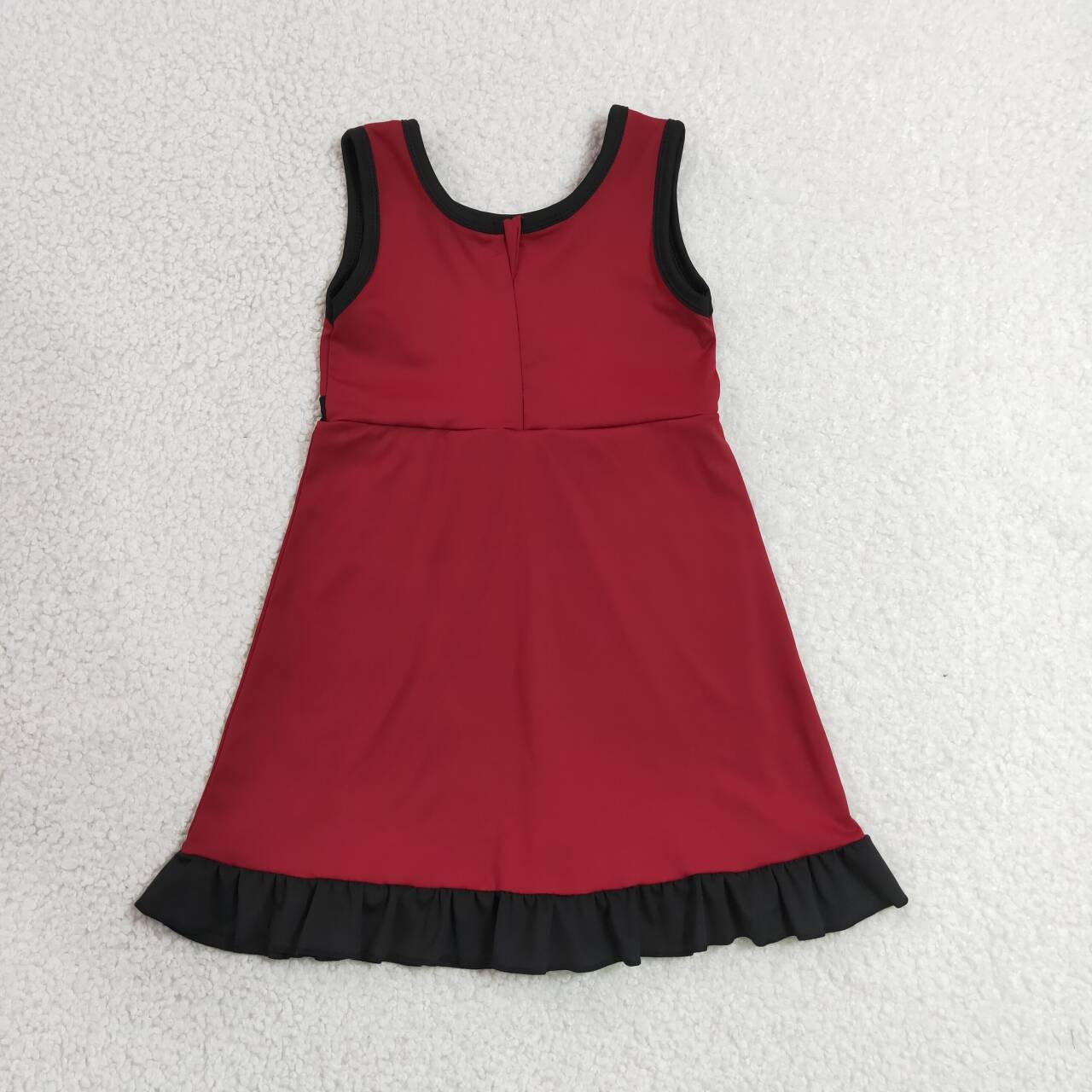Wine red black color girls summer yoga dress