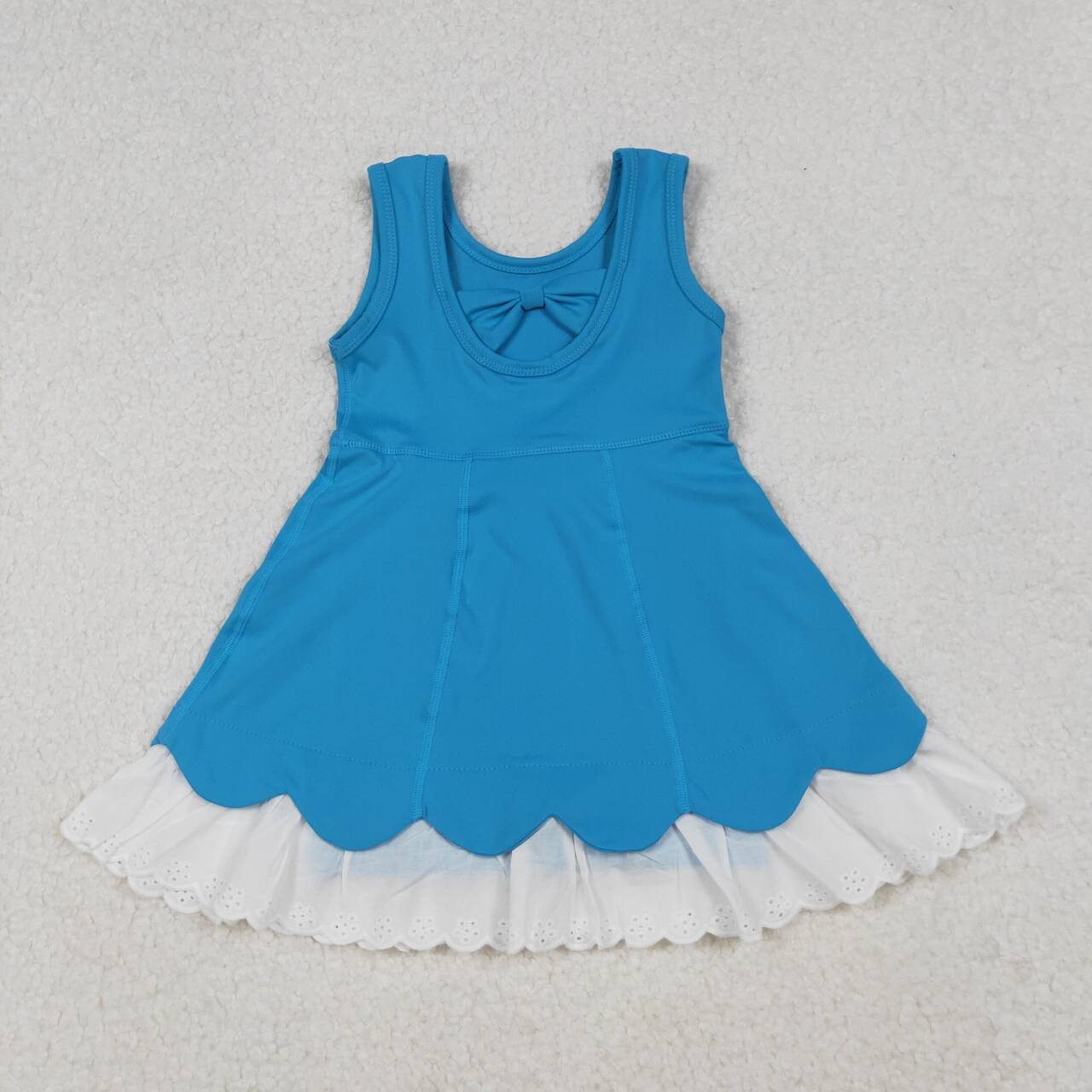 Baby girls blue active wear athletic summer yoga lace ruffle dress