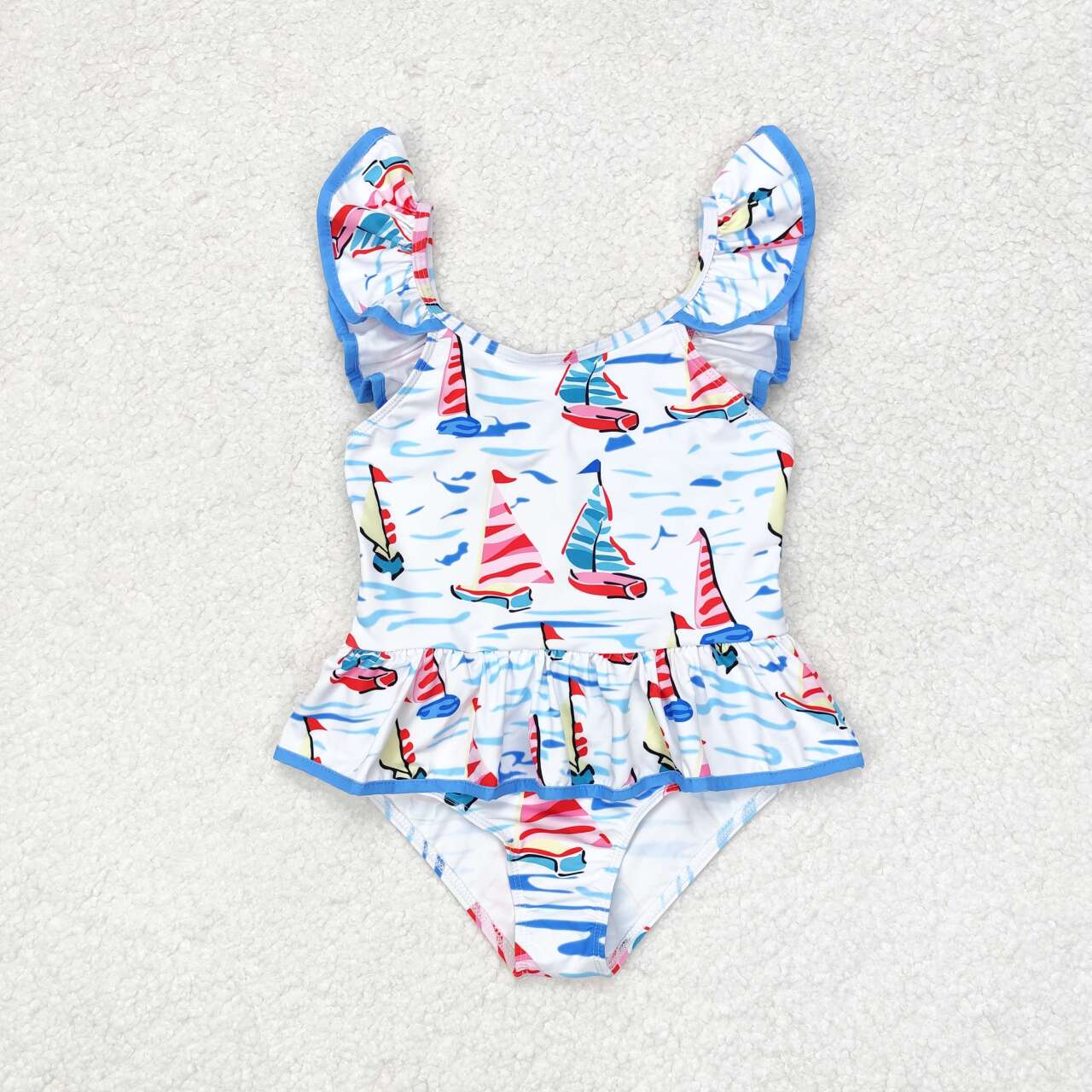 toddle girls one piece sailboat swimwear