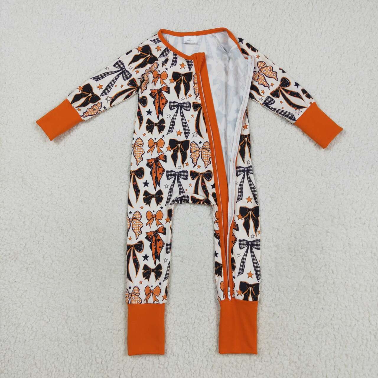 Halloween bow infant baby long sleeve romper