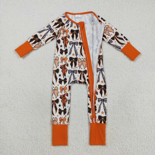 Halloween bow infant baby long sleeve romper