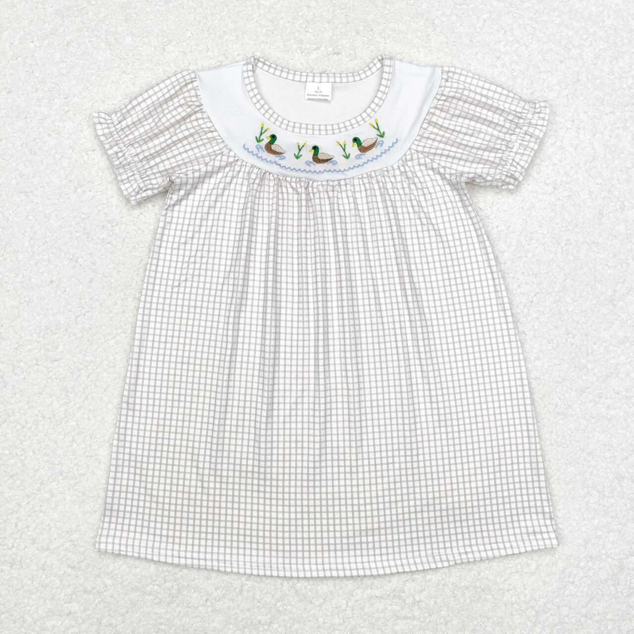 infant baby girls embroidery mallard duck long sleeve dress