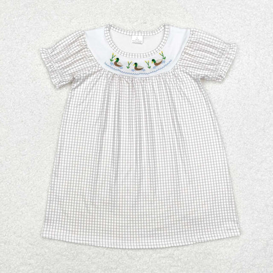 infant baby girls embroidery mallard duck long sleeve dress