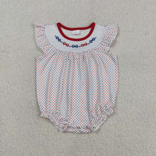 Toddle baby girl American bow embroidery romper