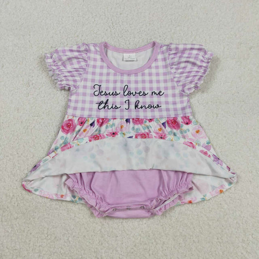 Jesus loves me print baby girl romper