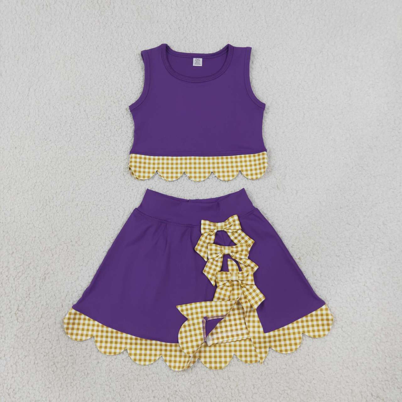 Purple yoga tank top matching skorts girls outfit