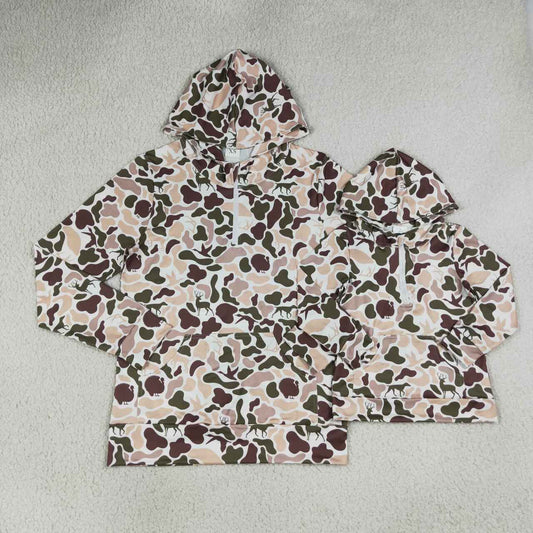 Mommy and Me deer Camo Long Sleeve hoodie Top