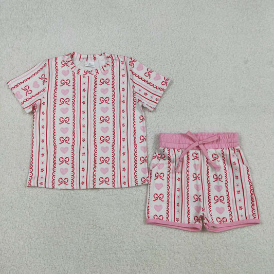 Kids girls pink bow summer outfit